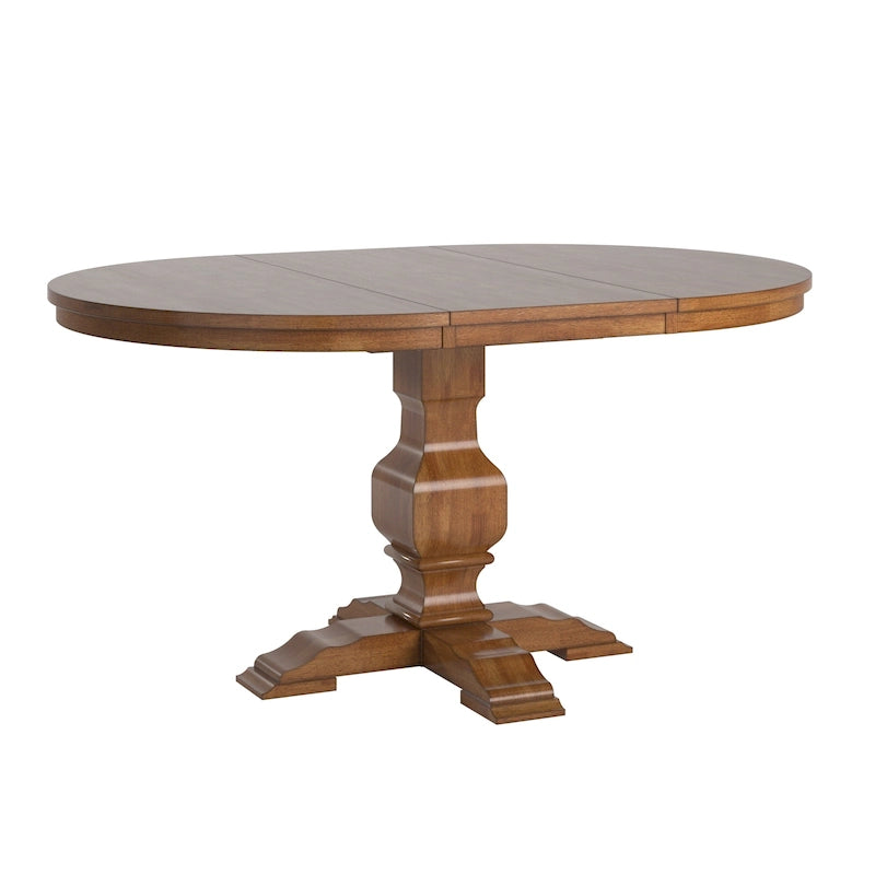 Table de salle à manger ovale bicolore en bois massif par