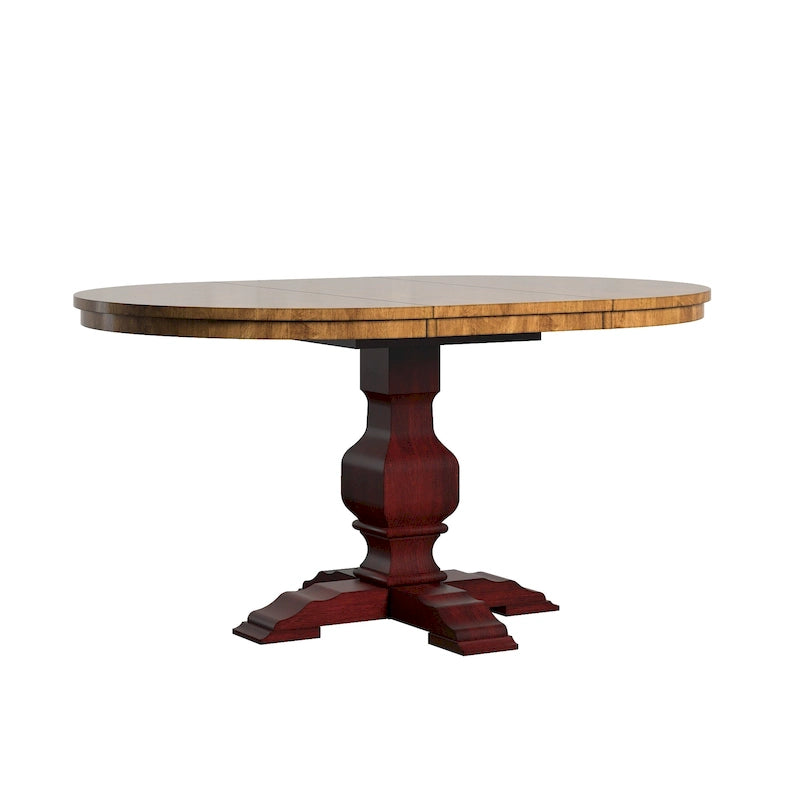 Table de salle à manger ovale bicolore en bois massif par