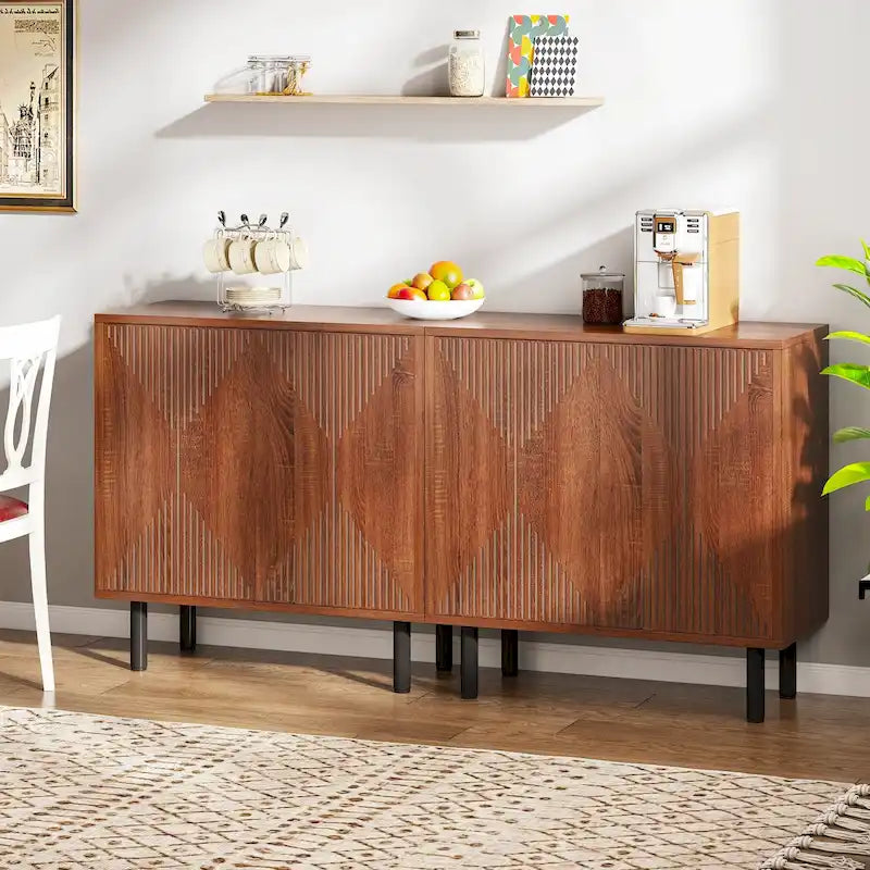 Buffet de salle à manger 58 pouces avec portes, meuble de rangement autoportant