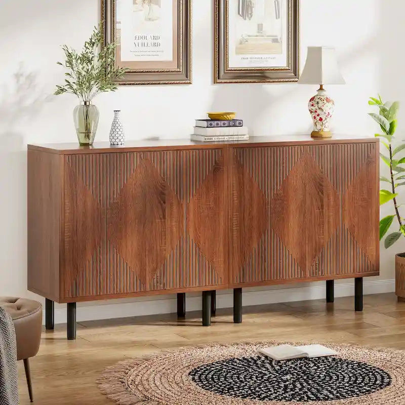 Buffet de salle à manger 58 pouces avec portes, meuble de rangement autoportant