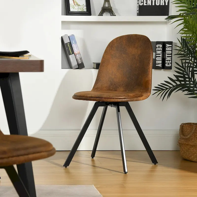 Lot de 4 chaises de salle à manger en daim avec pieds en métal noir