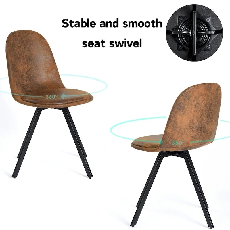 Lot de 4 chaises de salle à manger en daim avec pieds en métal noir