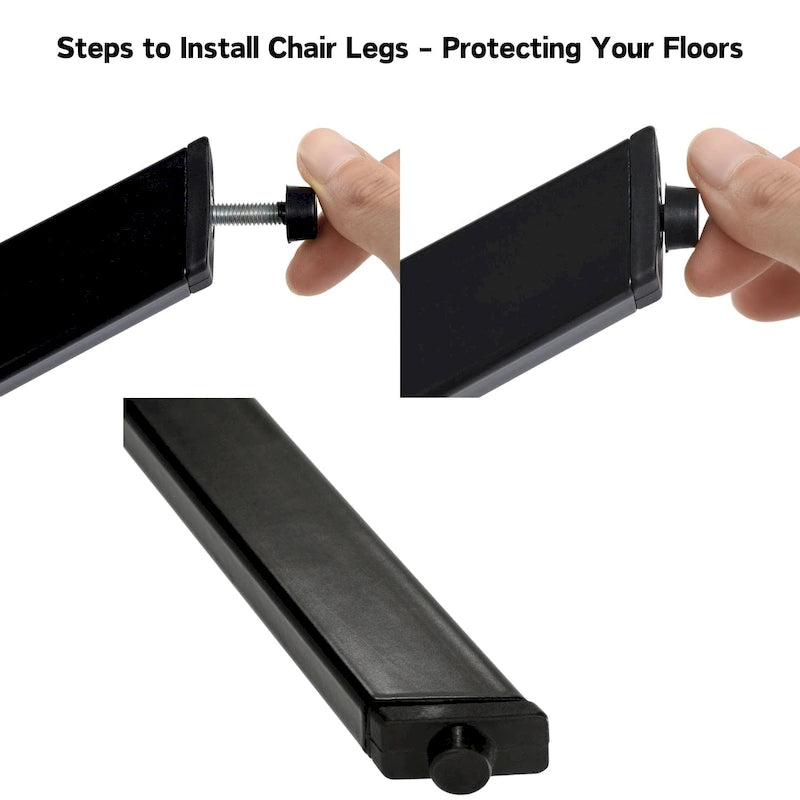 Lot de 4 chaises de salle à manger en daim avec pieds en métal noir