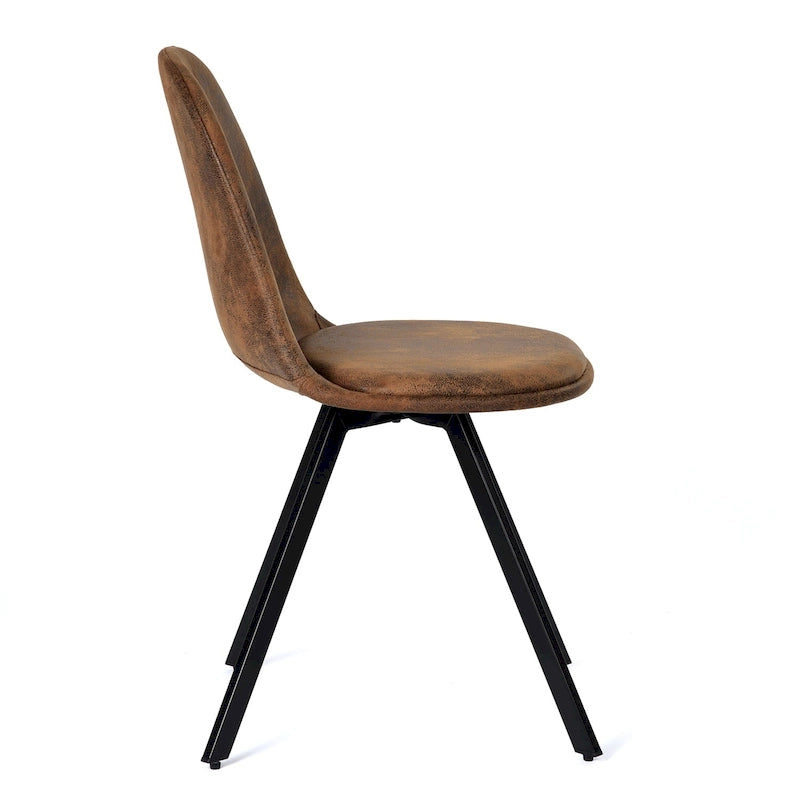 Lot de 4 chaises de salle à manger en daim avec pieds en métal noir