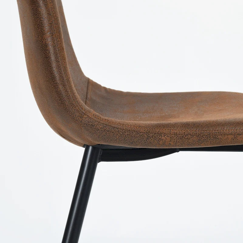 Lot de 4 chaises de salle à manger en daim avec pieds en métal noir