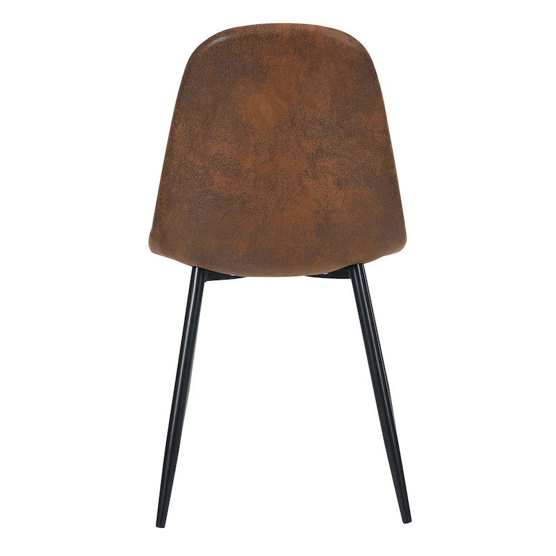Lot de 4 chaises de salle à manger en daim avec pieds en métal noir