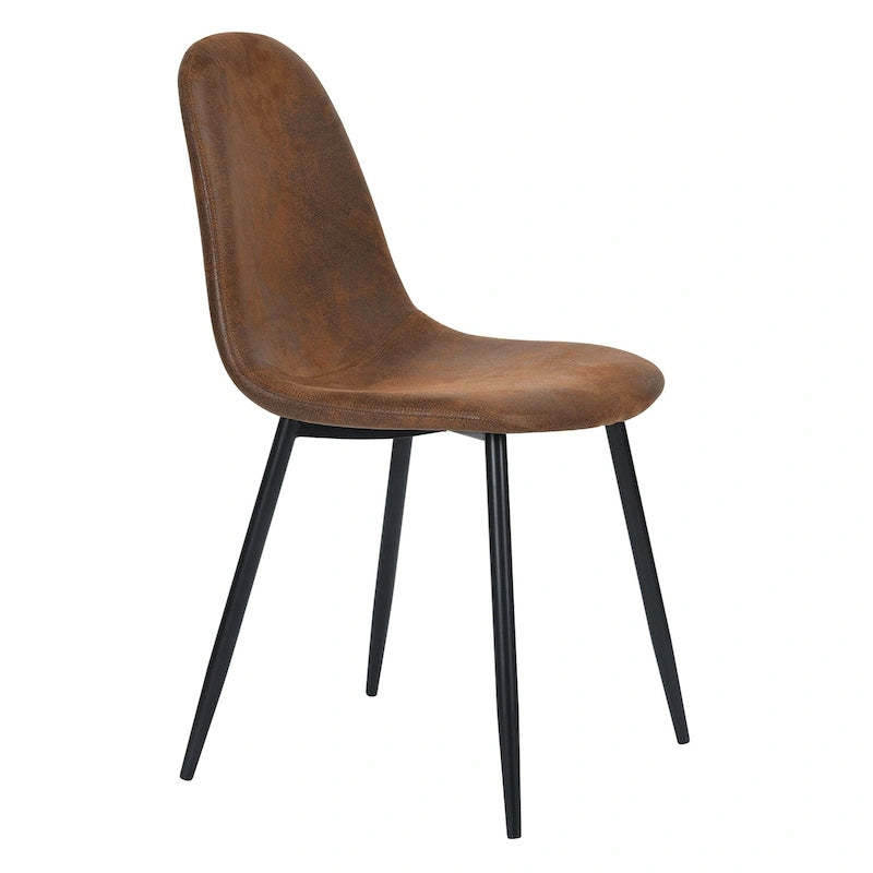 Lot de 4 chaises de salle à manger en daim avec pieds en métal noir