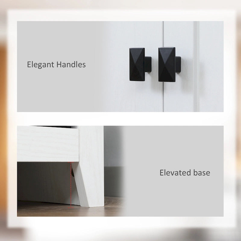 Garde-manger de cuisine autoportant à 4 portes de 183 cm, armoire de rangement organisatrice à 4 niveaux et étagères réglables, blanc