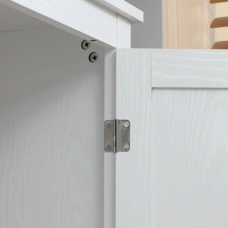 Garde-manger de cuisine autoportant à 4 portes de 183 cm, armoire de rangement organisatrice à 4 niveaux et étagères réglables, blanc