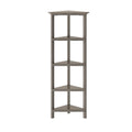 Étagère d'angle haute en bois avec 4 tablettes, gris délavé