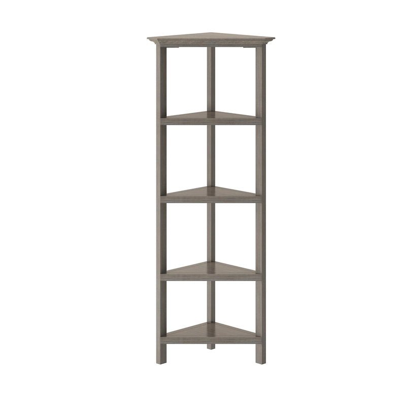 Étagère d'angle haute en bois avec 4 tablettes, gris délavé