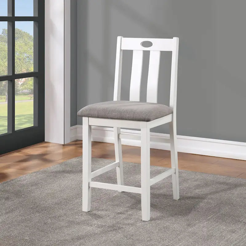 Ensemble de table à hauteur de comptoir 5 pièces en bois blanc de transition par