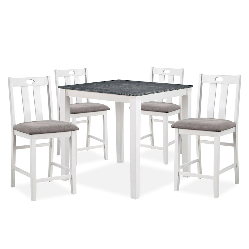Ensemble de table à hauteur de comptoir 5 pièces en bois blanc de transition par