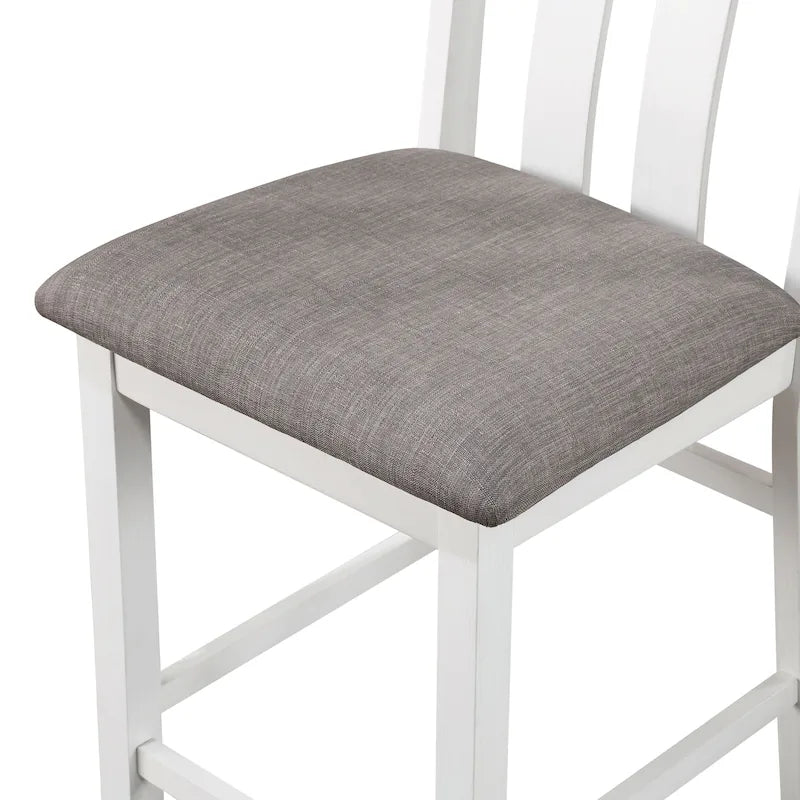 Ensemble de table à hauteur de comptoir 5 pièces en bois blanc de transition par