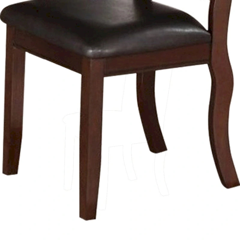 Chaise de salle à manger contemporaine en bois d'hévéa, lot de 2, marron et noir
