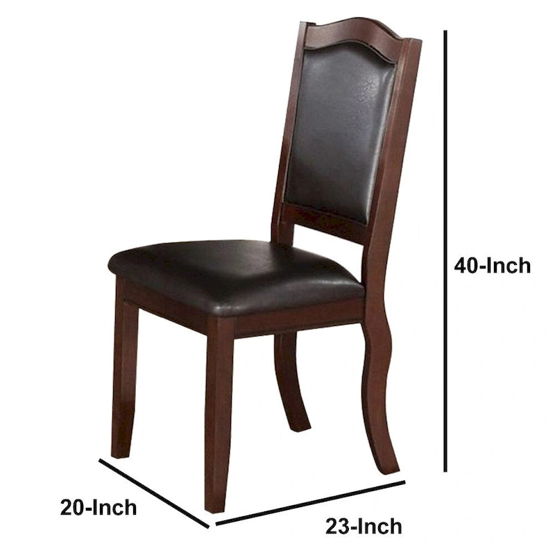 Chaise de salle à manger contemporaine en bois d'hévéa, lot de 2, marron et noir