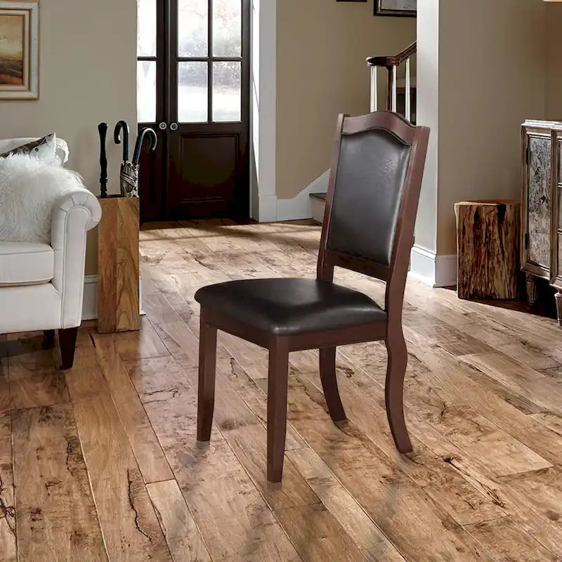Chaise de salle à manger contemporaine en bois d'hévéa, lot de 2, marron et noir