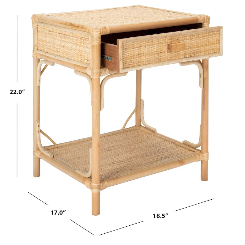 Table de chevet côtière à 1 tiroir et 1 étagère