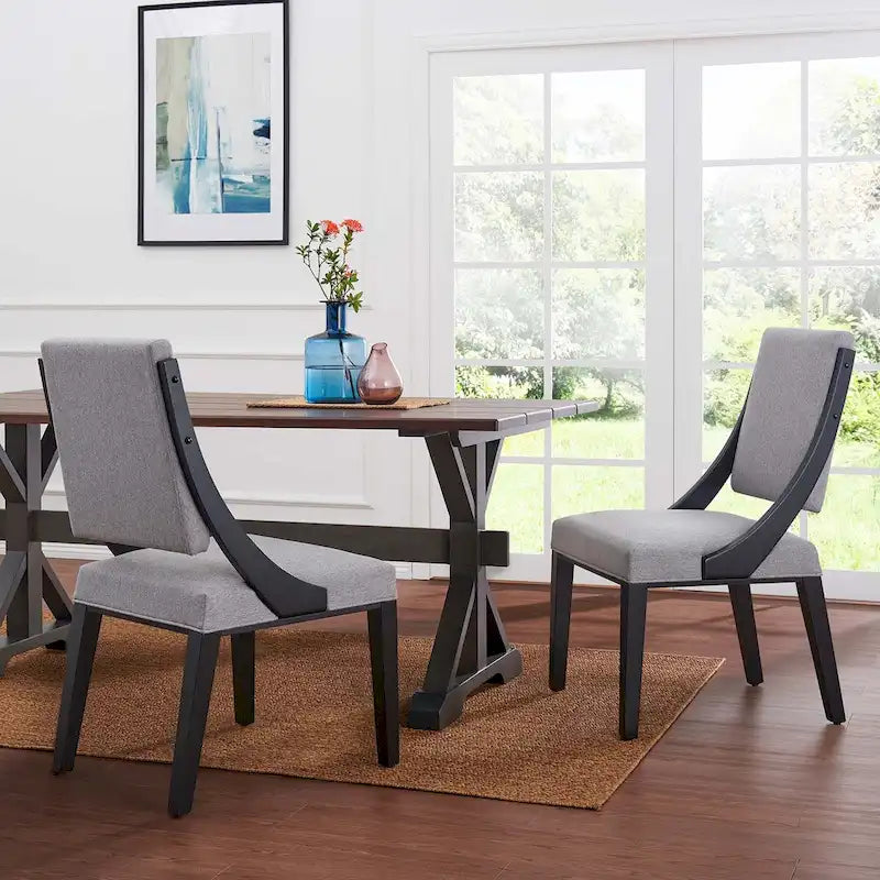 Chaises de salle à manger rembourrées en tissu - Lot de 2
