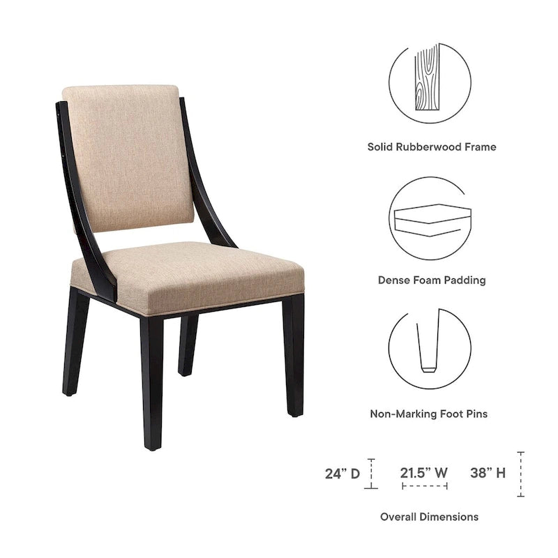 Chaises de salle à manger rembourrées en tissu - Lot de 2