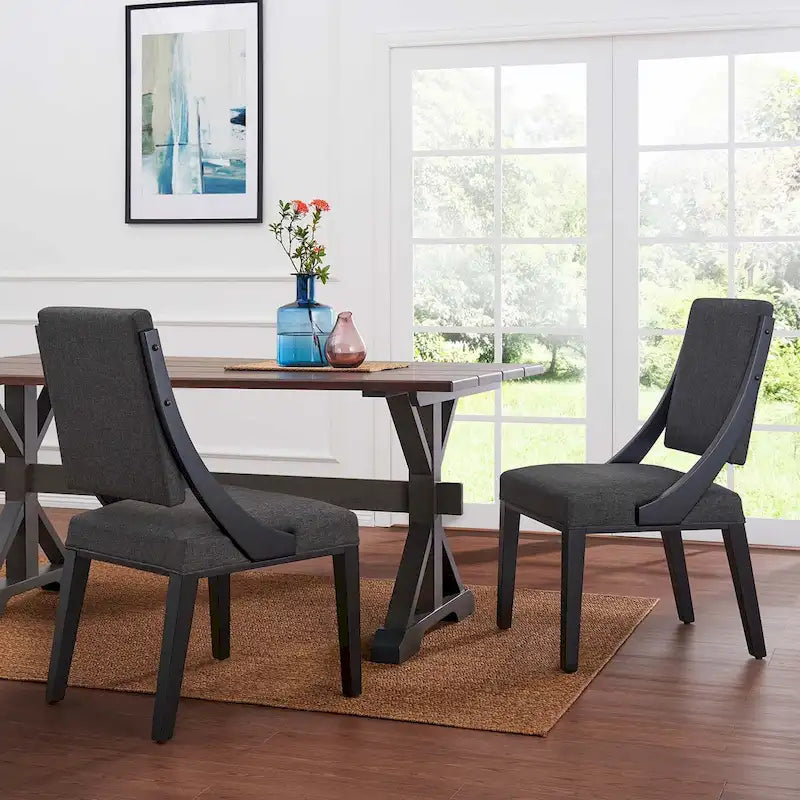 Chaises de salle à manger rembourrées en tissu - Lot de 2