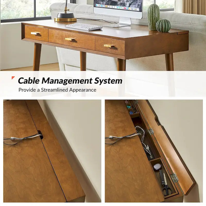 Bureau informatique Mid Century Modern 48 avec USB par