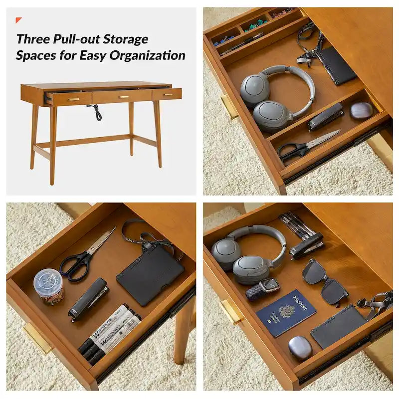 Bureau informatique Mid Century Modern 48 avec USB par