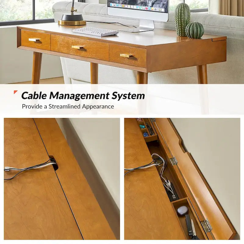 Bureau informatique Mid Century Modern 48 avec USB par