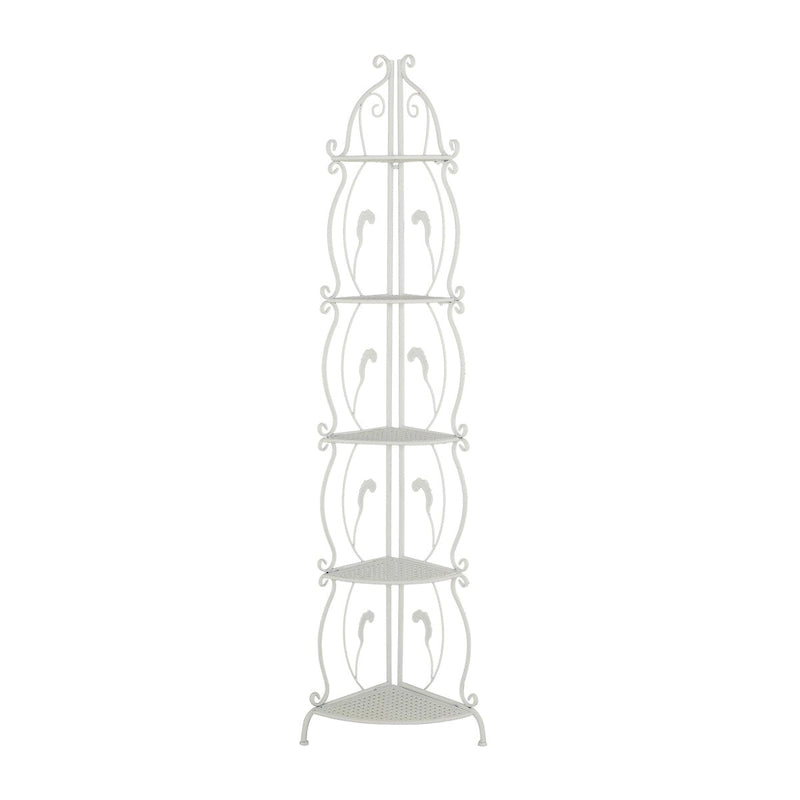 Étagère de boulanger à 5 niveaux pliable haute en métal à volutes pour intérieur/extérieur – Or ou blanc
