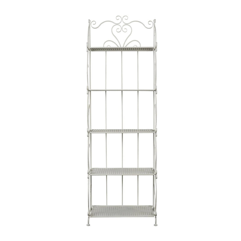 Étagère de boulanger à 5 niveaux pliable haute en métal à volutes pour intérieur/extérieur – Or ou blanc