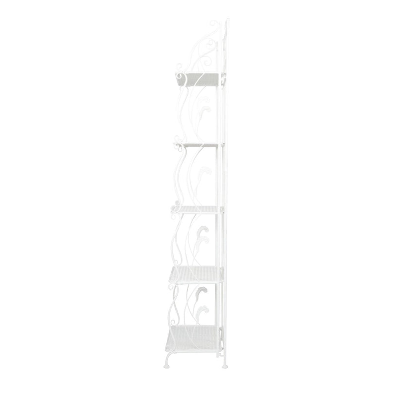 Étagère de boulanger à 5 niveaux pliable haute en métal à volutes pour intérieur/extérieur – Or ou blanc