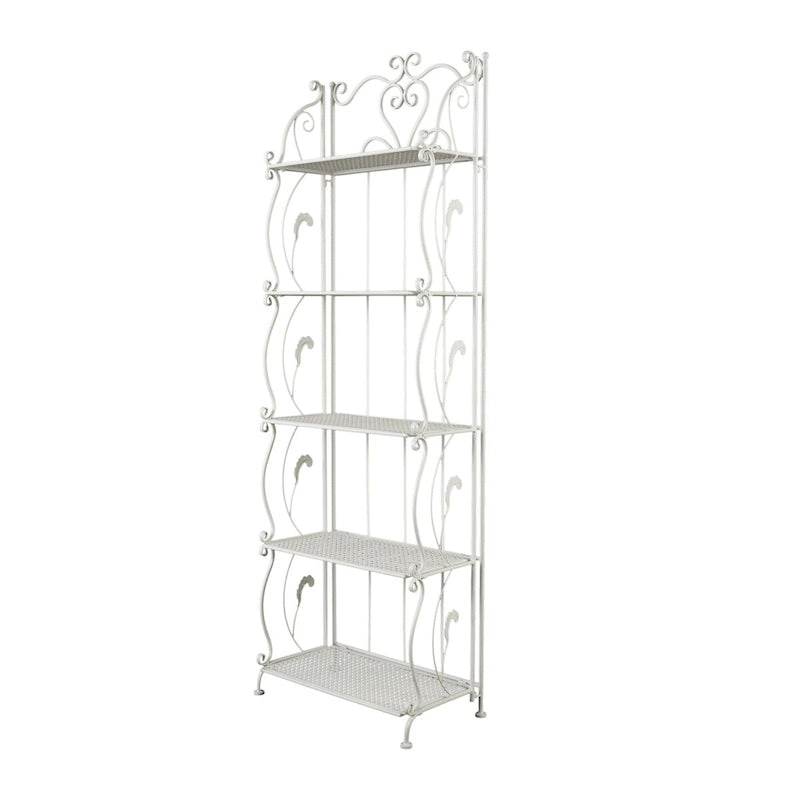 Étagère de boulanger à 5 niveaux pliable haute en métal à volutes pour intérieur/extérieur – Or ou blanc