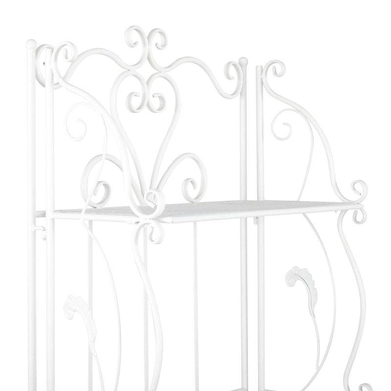 Étagère de boulanger à 5 niveaux pliable haute en métal à volutes pour intérieur/extérieur – Or ou blanc