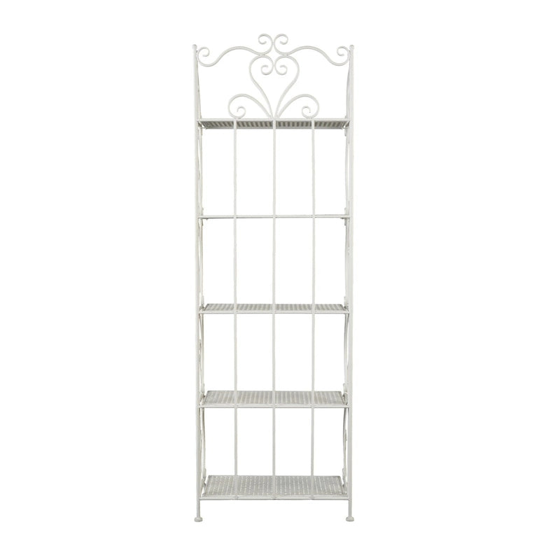 Étagère de boulanger à 5 niveaux pliable haute en métal à volutes pour intérieur/extérieur – Or ou blanc