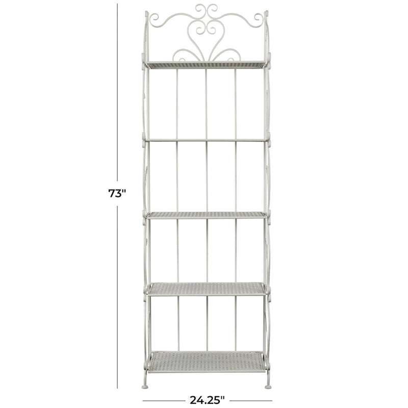 Étagère de boulanger à 5 niveaux pliable haute en métal à volutes pour intérieur/extérieur – Or ou blanc