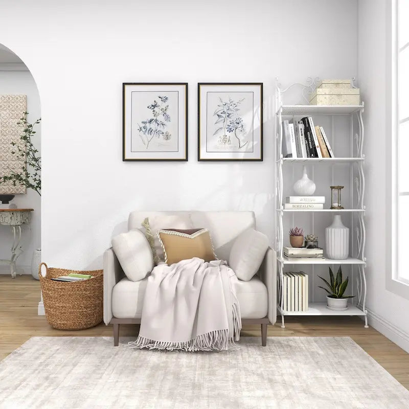 Étagère de boulanger à 5 niveaux pliable haute en métal à volutes pour intérieur/extérieur – Or ou blanc