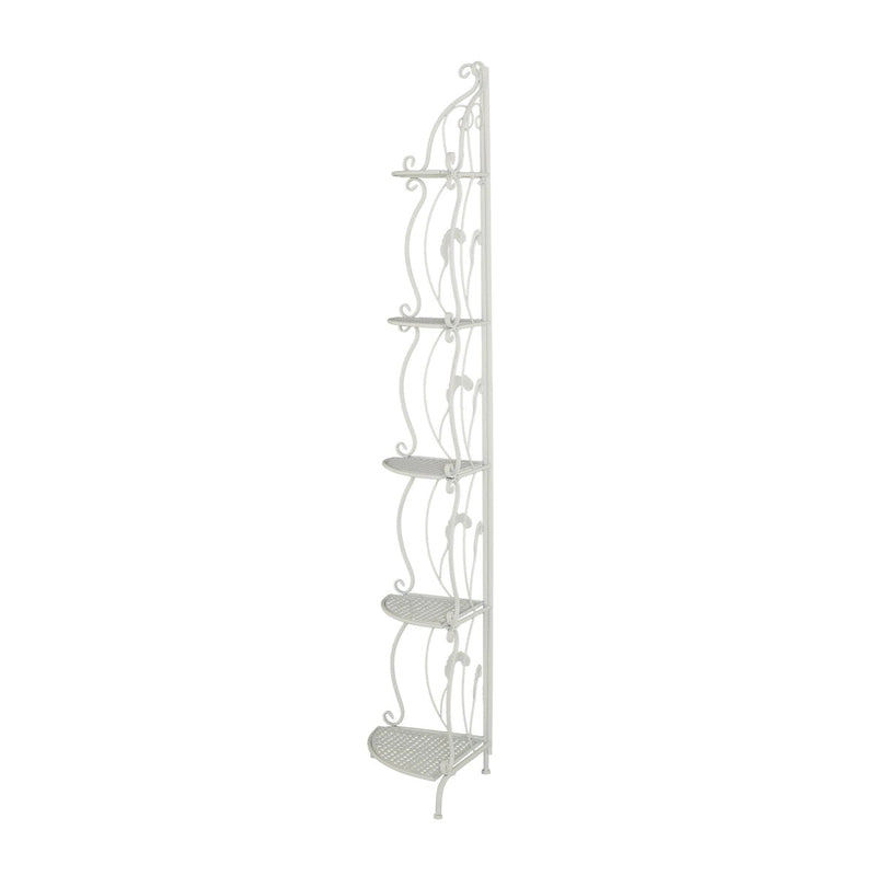 Étagère de boulanger à 5 niveaux pliable haute en métal à volutes pour intérieur/extérieur – Or ou blanc