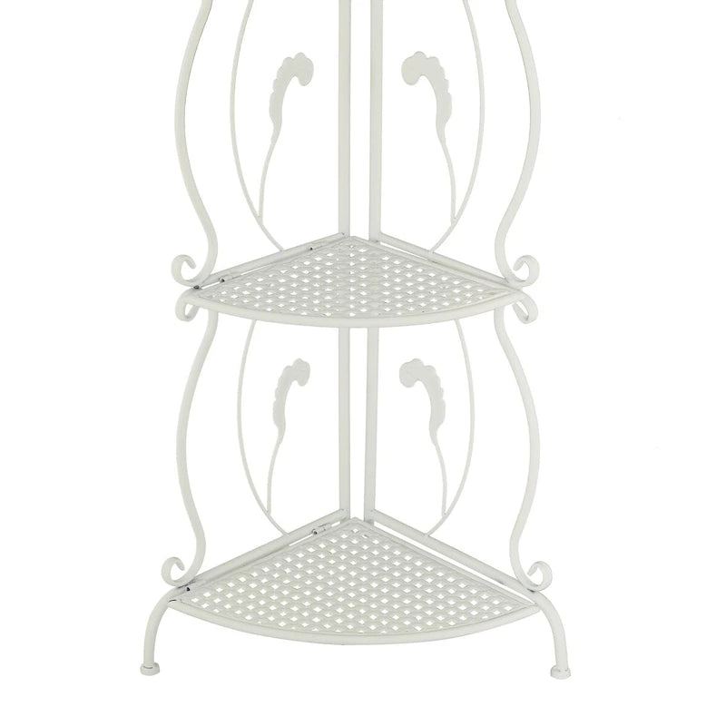 Étagère de boulanger à 5 niveaux pliable haute en métal à volutes pour intérieur/extérieur – Or ou blanc