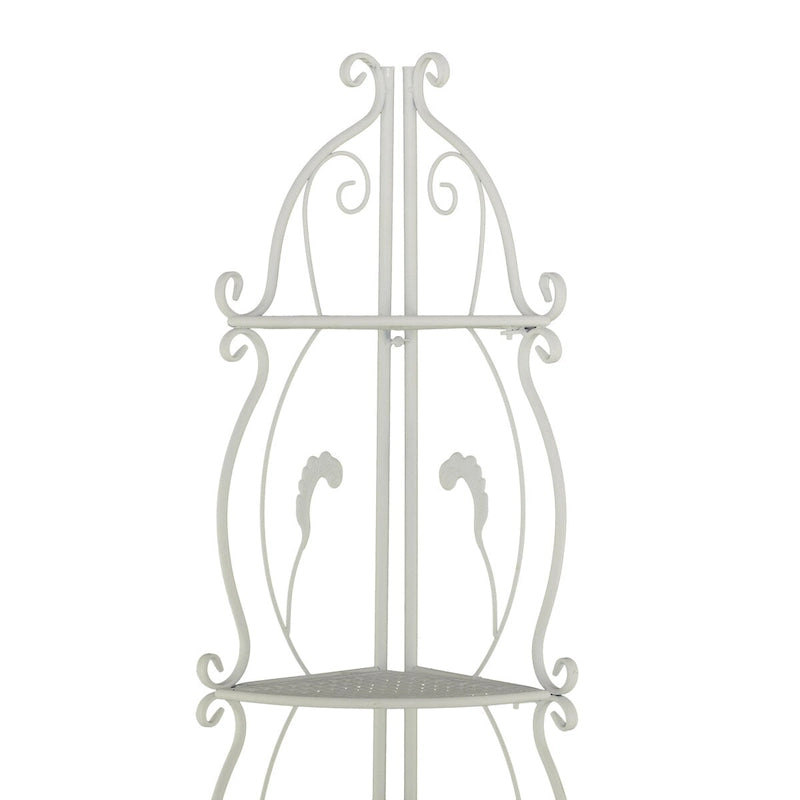 Étagère de boulanger à 5 niveaux pliable haute en métal à volutes pour intérieur/extérieur – Or ou blanc
