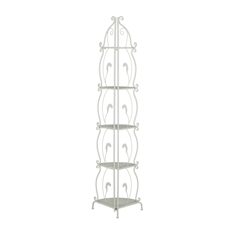 Étagère de boulanger à 5 niveaux pliable haute en métal à volutes pour intérieur/extérieur – Or ou blanc